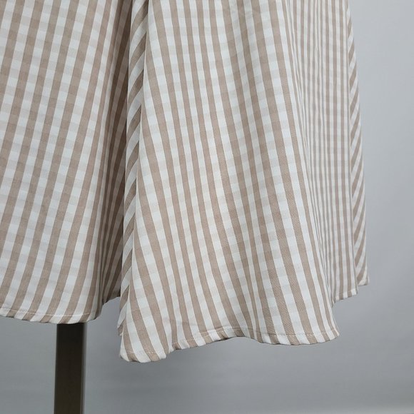 Larry Levine Brown Gingham Stripe Belted Button Up Dress Size XL - Picture 10 of 14